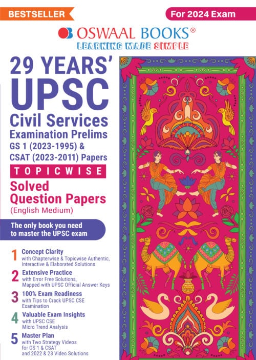 Oswaal 29 Years UPSC Civil Services Examination Prelims GS 1 (2023-1995) & CSAT 2023-2011 Papers Topicwise Solved Question Papers English Medium (For 2024 Exam)