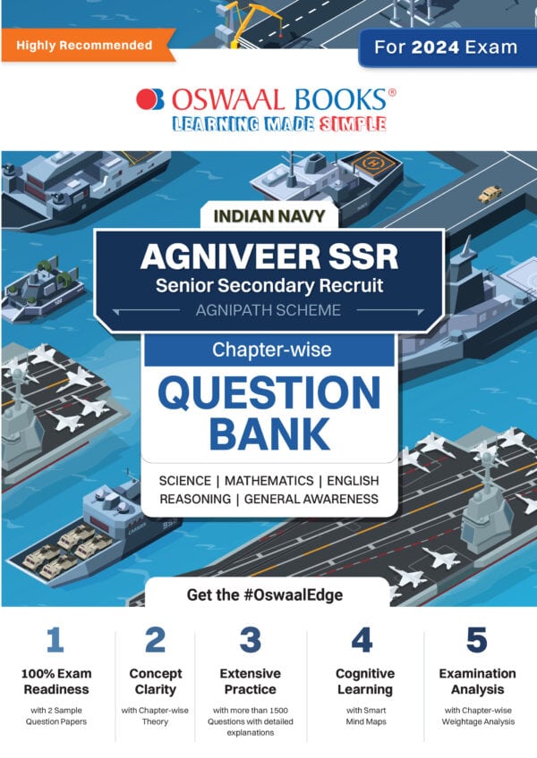 Oswaal Indian Navy – Agniveer SSR (Senior Secondary Recruit) (Agnipath Scheme) Question Bank - Chapterwise Topicwise for Science, Mathematics, English, Reasoning & General Awareness For 2024 Exam