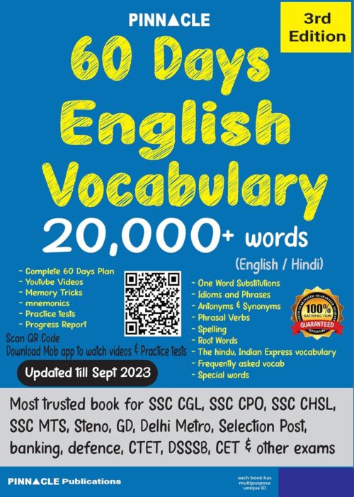 60 Days English Vocabulary 21000+ Words (English & Hindi) - Pinnacle [3rd Edition - 2023]