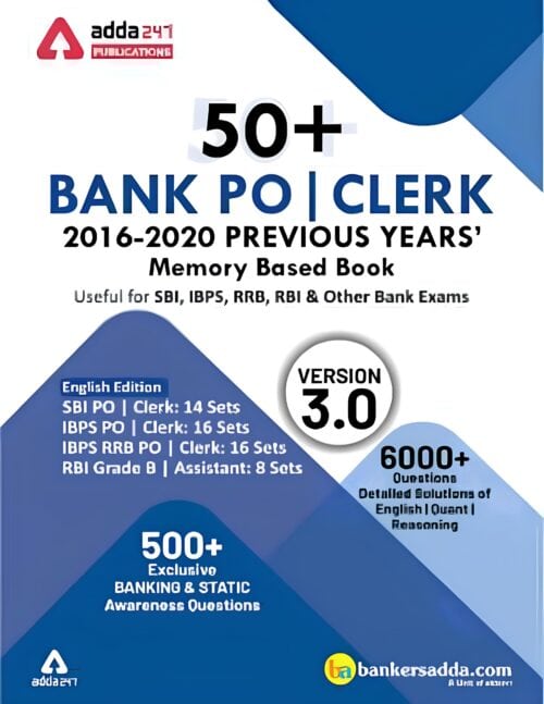 50+ Bank PO & CLERK Previous Year Papers (2016 - 20) - Adda247 [English Medium]